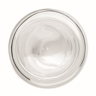 Botella transparente con tapa de bambú